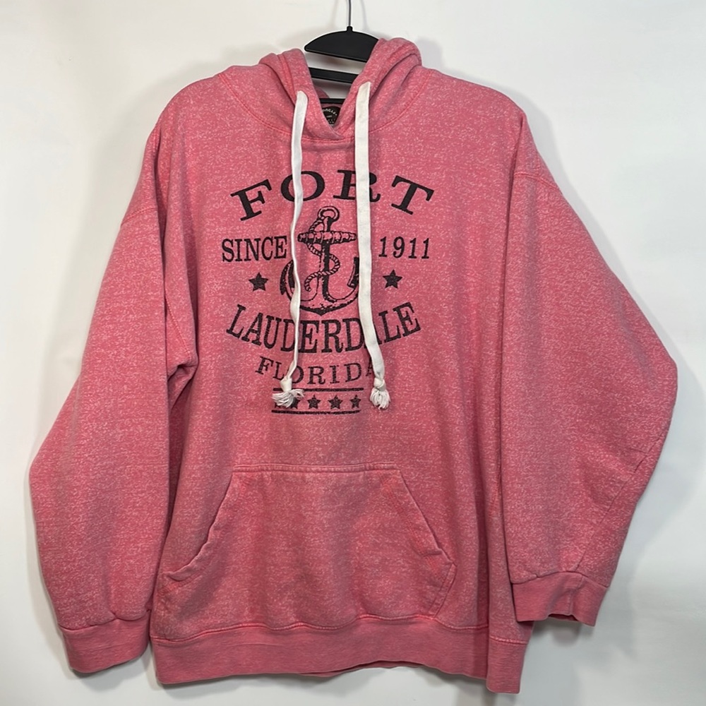 Fort Lauderdale Florida Red Fleece Hoodie Jon Lauren Size L Large
